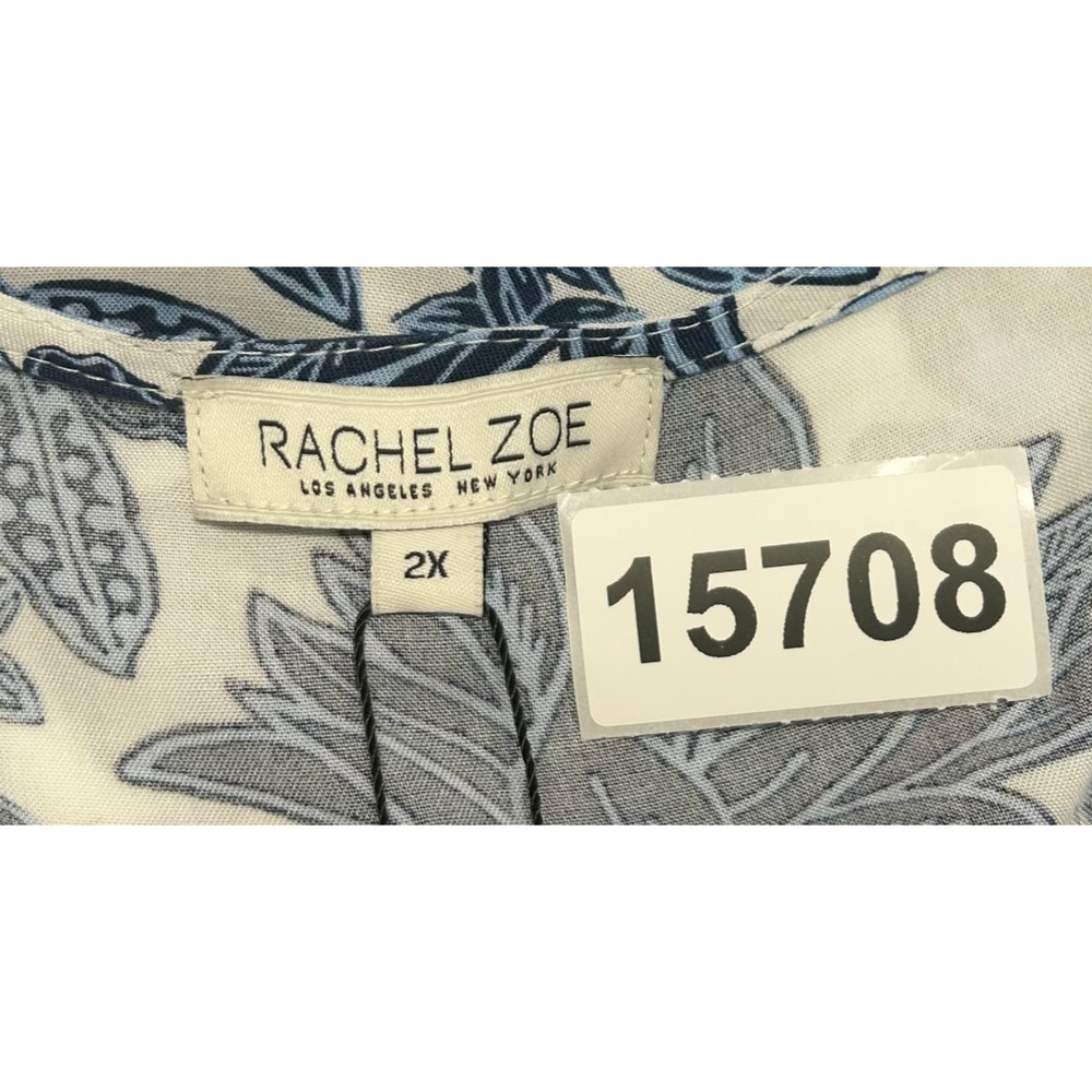 Rachel‎ & Zoe Top Womens 2X Blue White Floral Tropical Flutter Sleeve Beachy NWT - Picture 11 of 11
